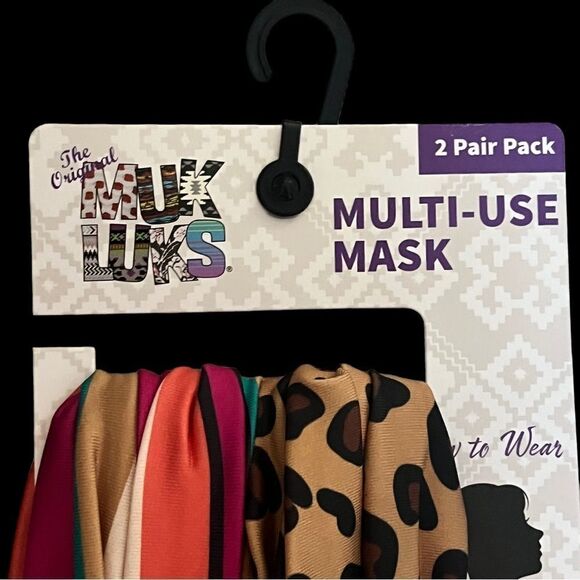 MUK LUKS Multi-Use Mask Leopard Pack-2 Masks - Picture 2 of 6